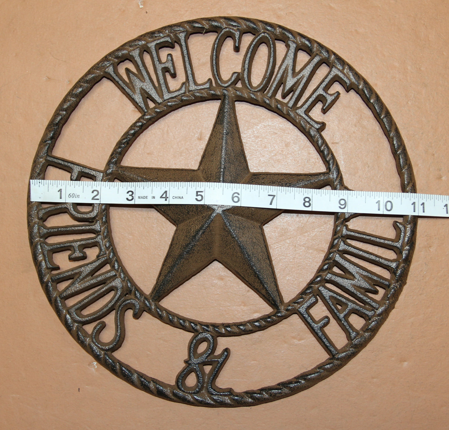 (2) Set of 2 Rustic Texas Welcome Plaques Heavy Cast Iron, 11 inch, H-109