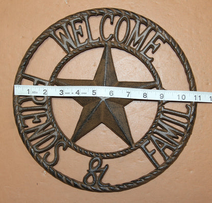 (2) Set of 2 Rustic Texas Welcome Plaques Heavy Cast Iron, 11 inch, H-109