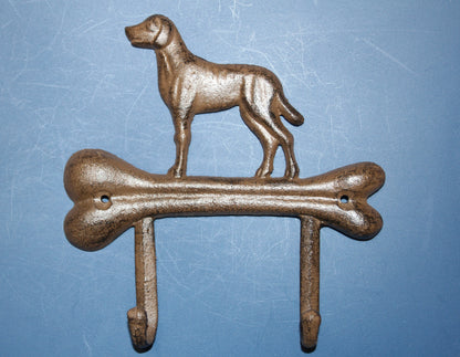 1-HOUND DOG Standing On A Bone,Double Hook,Home And Garden Organizations,Western Decor,W-32