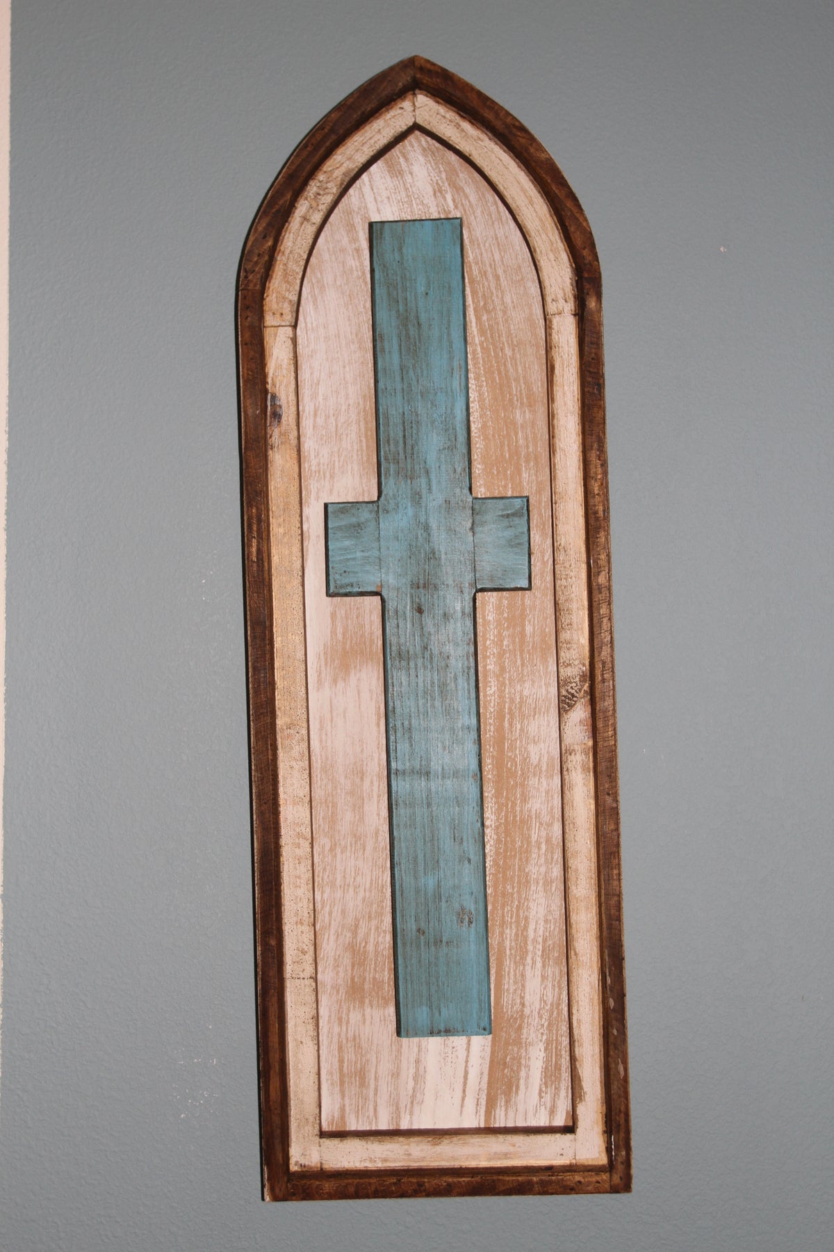 Large CROSS SHUTTER,Western Home Accent,Turquoise Cross,Wall Hanging,Religious And Spiritual Decor,Gifts