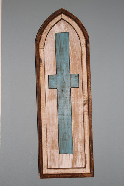 Large CROSS SHUTTER,Western Home Accent,Turquoise Cross,Wall Hanging,Religious And Spiritual Decor,Gifts