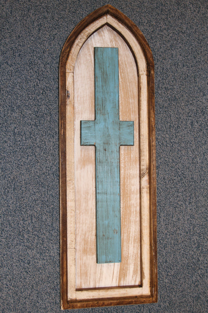 Large CROSS SHUTTER,Western Home Accent,Turquoise Cross,Wall Hanging,Religious And Spiritual Decor,Gifts