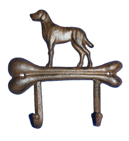 1-HOUND DOG Standing On A Bone,Double Hook,Home And Garden Organizations,Western Decor,W-32