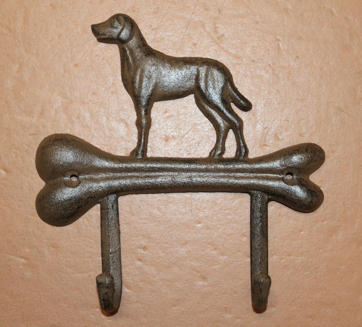 1-HOUND DOG Standing On A Bone,Double Hook,Home And Garden Organizations,Western Decor,W-32