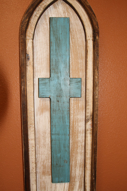 Large CROSS SHUTTER,Western Home Accent,Turquoise Cross,Wall Hanging,Religious And Spiritual Decor,Gifts