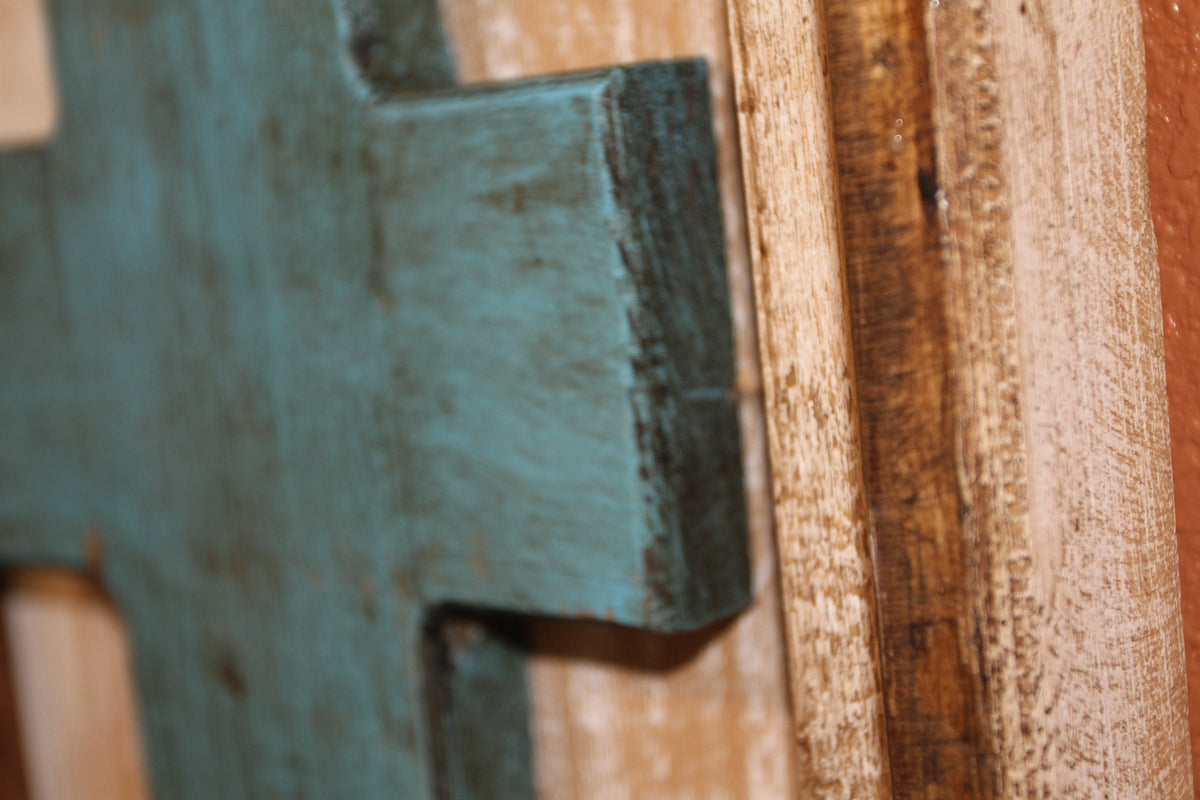 Large CROSS SHUTTER,Western Home Accent,Turquoise Cross,Wall Hanging,Religious And Spiritual Decor,Gifts
