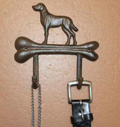 1-HOUND DOG Standing On A Bone,Double Hook,Home And Garden Organizations,Western Decor,W-32
