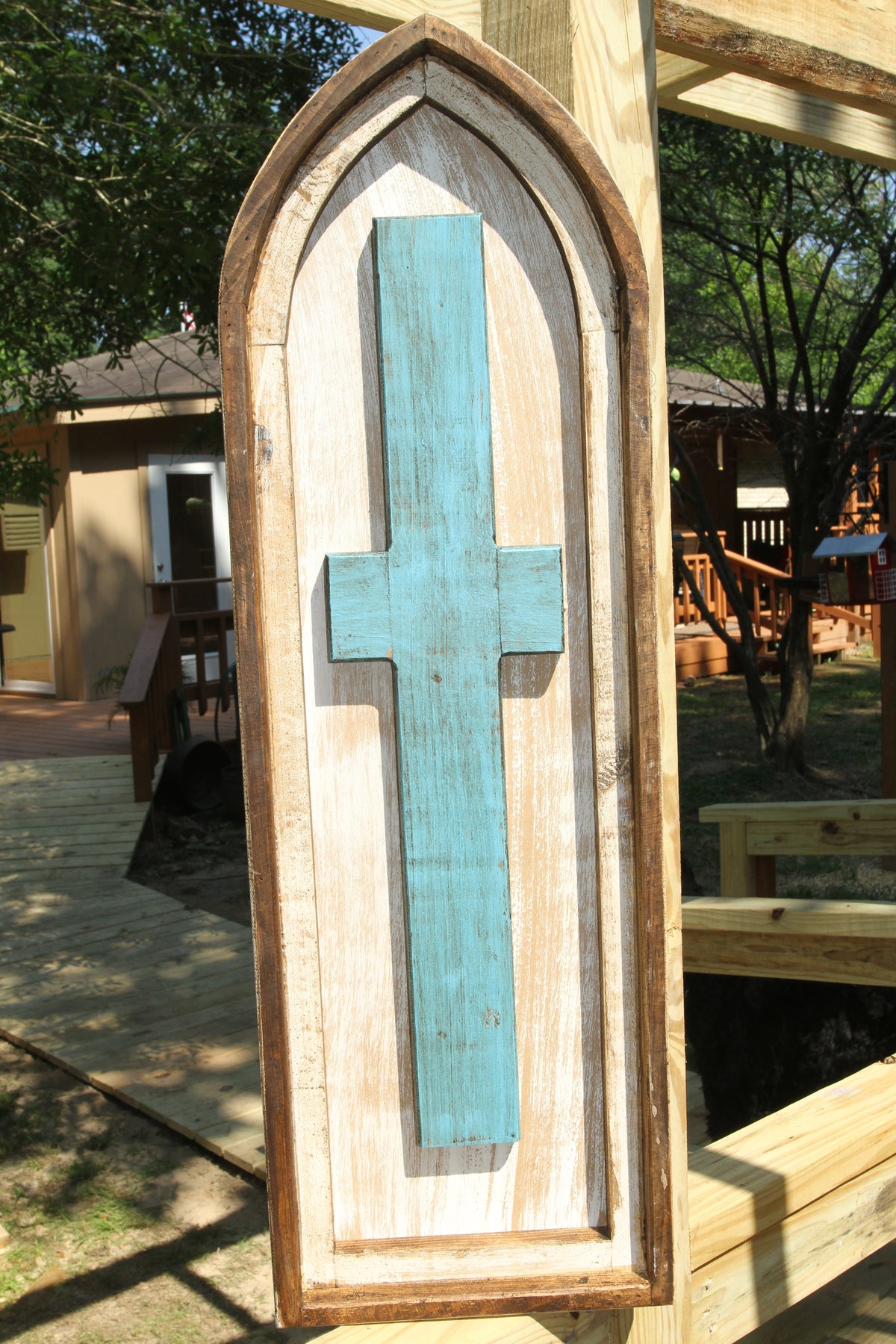 Large CROSS SHUTTER,Western Home Accent,Turquoise Cross,Wall Hanging,Religious And Spiritual Decor,Gifts