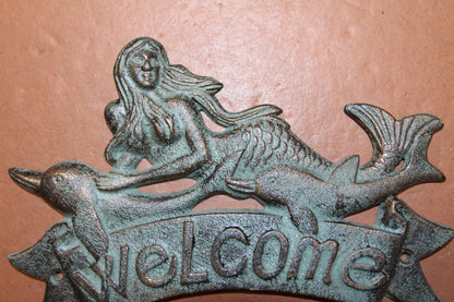 1-MERMAID WELCOME,Entryway Plaque,Sign,Coastal Living,Beach Decor,Gifts,Mythical Mermaids,BL-40