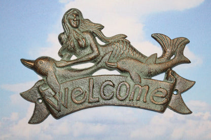 1-MERMAID WELCOME,Entryway Plaque,Sign,Coastal Living,Beach Decor,Gifts,Mythical Mermaids,BL-40