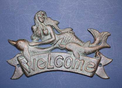 1-MERMAID WELCOME,Entryway Plaque,Sign,Coastal Living,Beach Decor,Gifts,Mythical Mermaids,BL-40