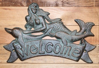 1-MERMAID WELCOME,Entryway Plaque,Sign,Coastal Living,Beach Decor,Gifts,Mythical Mermaids,BL-40