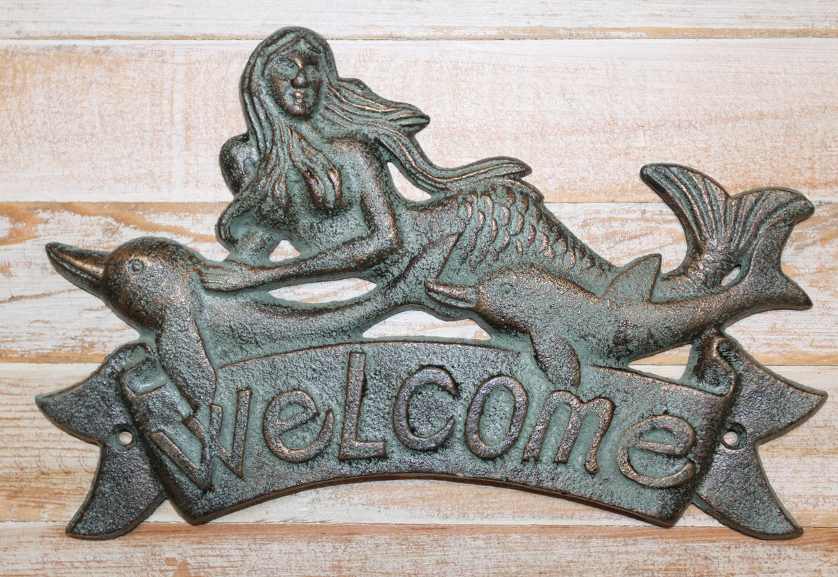 1-MERMAID WELCOME,Entryway Plaque,Sign,Coastal Living,Beach Decor,Gifts,Mythical Mermaids,BL-40