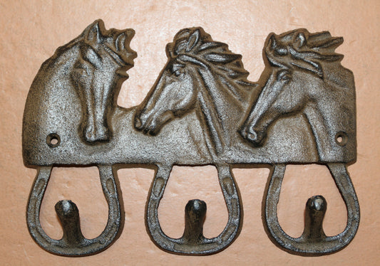1-Equestrian Decor,Horse Head Triple Wall Hook,Western Style,Kitchen Bath Organizations,Gifts,W-42