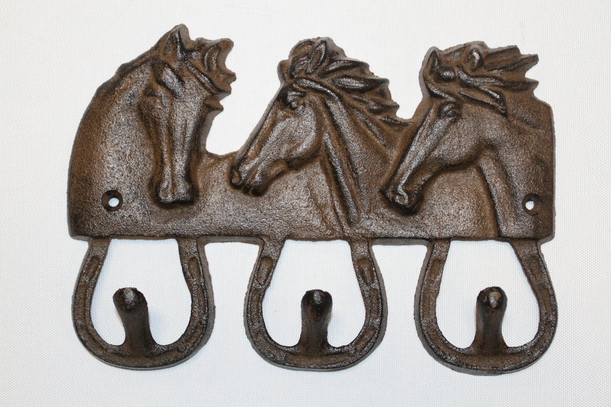 1-Equestrian Decor,Horse Head Triple Wall Hook,Western Style,Kitchen Bath Organizations,Gifts,W-42
