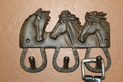 1-Equestrian Decor,Horse Head Triple Wall Hook,Western Style,Kitchen Bath Organizations,Gifts,W-42