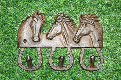 1-Equestrian Decor,Horse Head Triple Wall Hook,Western Style,Kitchen Bath Organizations,Gifts,W-42