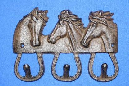 1-Equestrian Decor,Horse Head Triple Wall Hook,Western Style,Kitchen Bath Organizations,Gifts,W-42