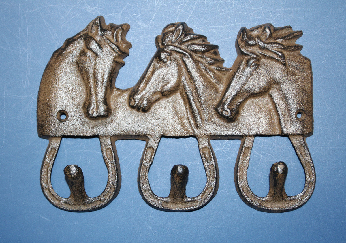 1-Equestrian Decor,Horse Head Triple Wall Hook,Western Style,Kitchen Bath Organizations,Gifts,W-42