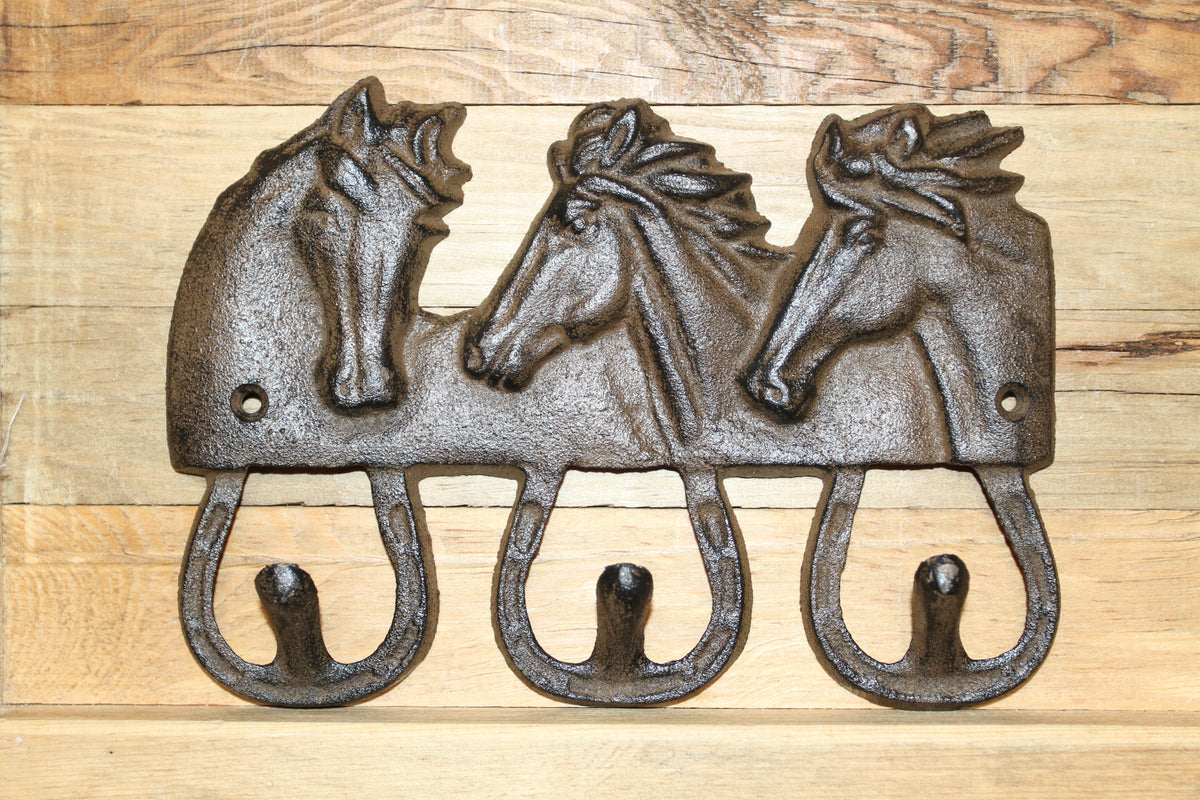 1-Equestrian Decor,Horse Head Triple Wall Hook,Western Style,Kitchen Bath Organizations,Gifts,W-42