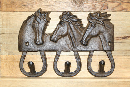 1-Equestrian Decor,Horse Head Triple Wall Hook,Western Style,Kitchen Bath Organizations,Gifts,W-42