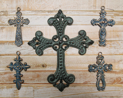 NEW HOPE Collection,5 Metal Wall Crosses,Country Decor,Wall Hanging,All Occasion Gifts,Spiritual Home Accents