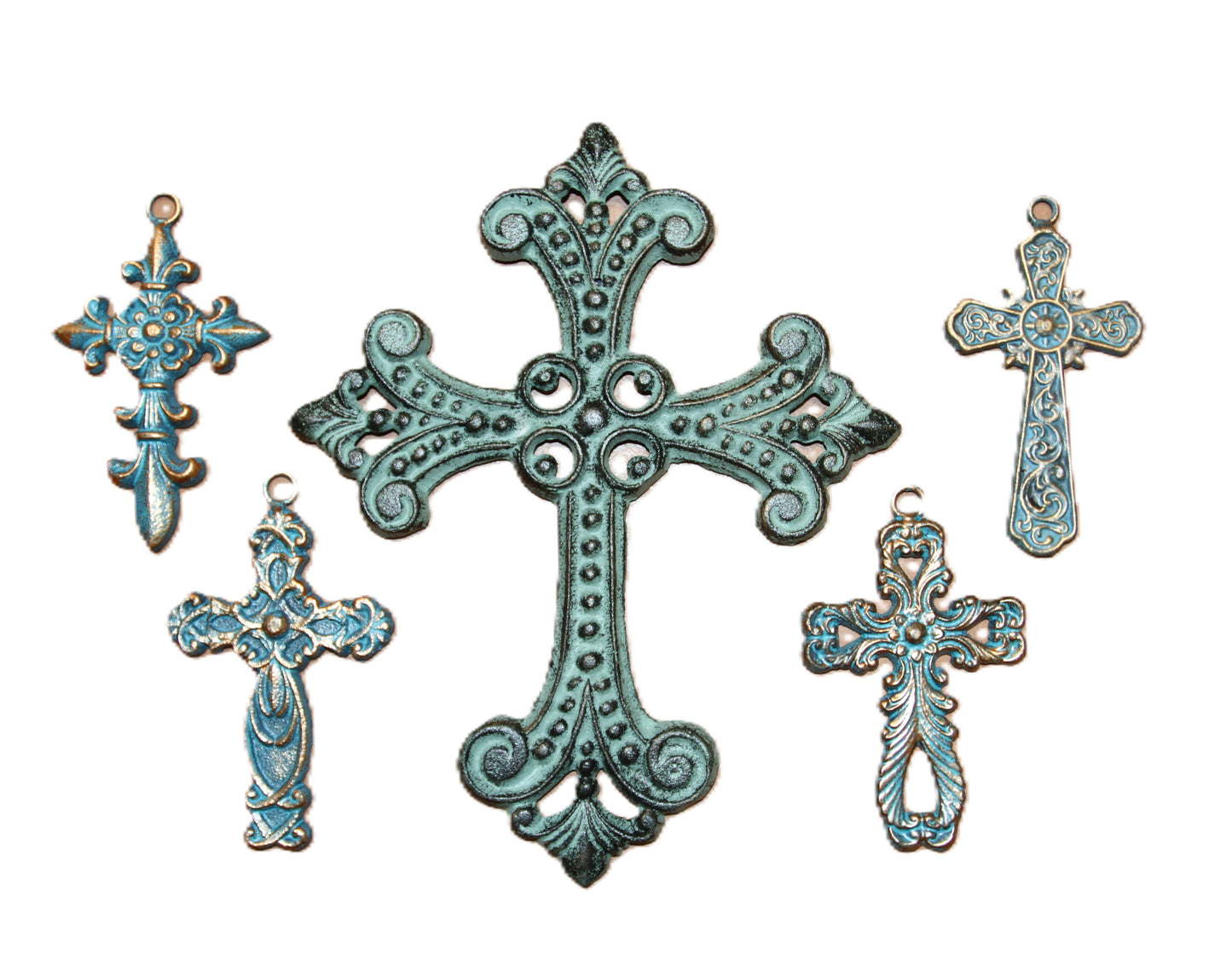 NEW HOPE Collection,5 Metal Wall Crosses,Country Decor,Wall Hanging,All Occasion Gifts,Spiritual Home Accents