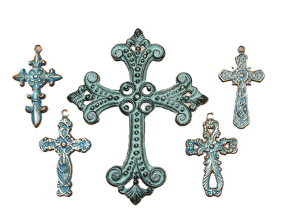 NEW HOPE Collection,5 Metal Wall Crosses,Country Decor,Wall Hanging,All Occasion Gifts,Spiritual Home Accents