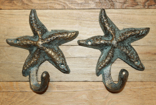 2-WALL HOOKS,Starfish,Beach Home Accents,Kitchen-Bath Decor,Hanging Storage,Free Ship,N-24