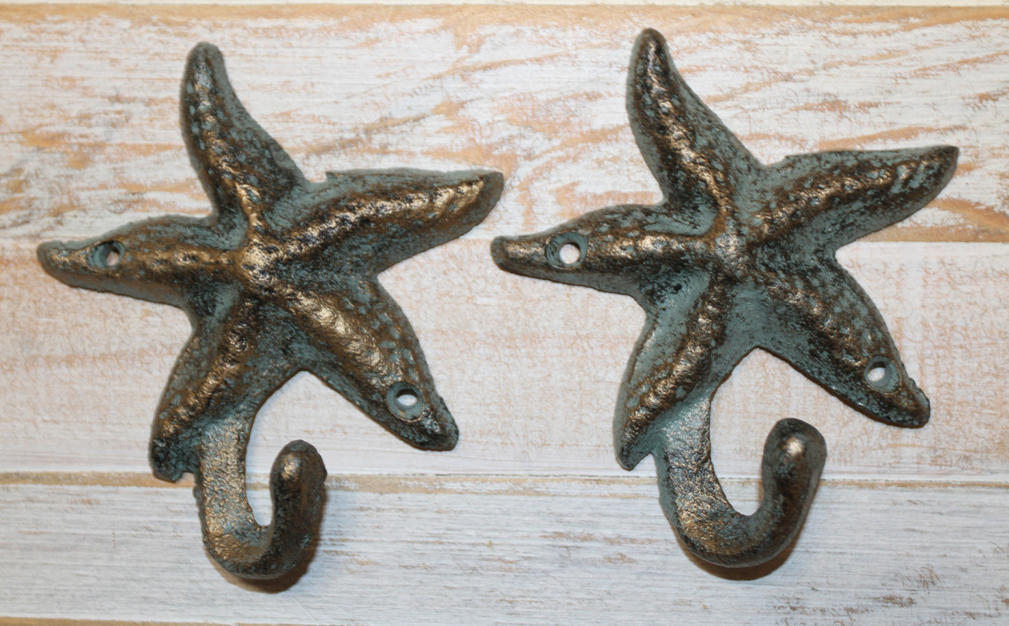 2-WALL HOOKS,Starfish,Beach Home Accents,Kitchen-Bath Decor,Hanging Storage,Free Ship,N-24