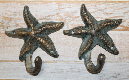 2-WALL HOOKS,Starfish,Beach Home Accents,Kitchen-Bath Decor,Hanging Storage,Free Ship,N-24