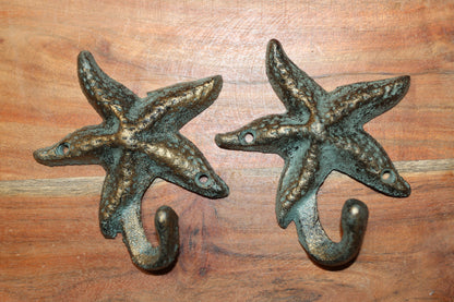 2-WALL HOOKS,Starfish,Beach Home Accents,Kitchen-Bath Decor,Hanging Storage,Free Ship,N-24