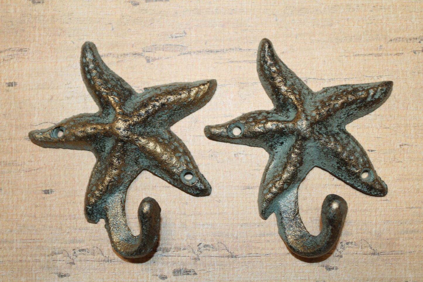 2-WALL HOOKS,Starfish,Beach Home Accents,Kitchen-Bath Decor,Hanging Storage,Free Ship,N-24