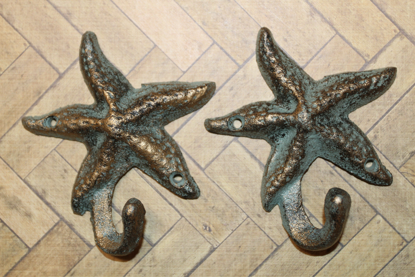 2-WALL HOOKS,Starfish,Beach Home Accents,Kitchen-Bath Decor,Hanging Storage,Free Ship,N-24