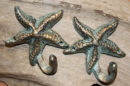2-WALL HOOKS,Starfish,Beach Home Accents,Kitchen-Bath Decor,Hanging Storage,Free Ship,N-24