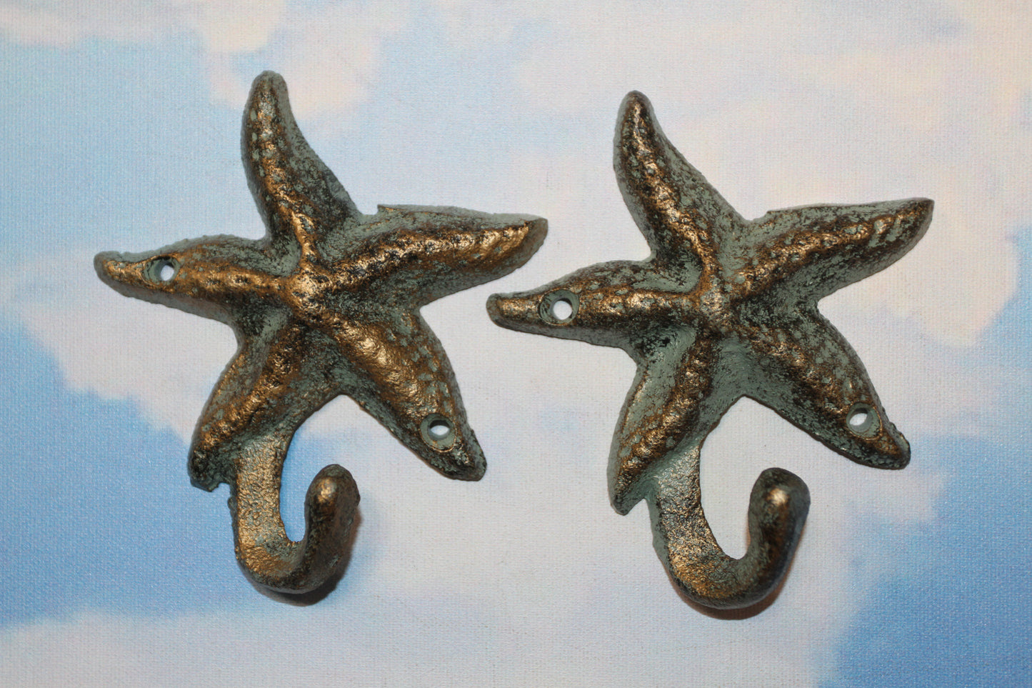 2-WALL HOOKS,Starfish,Beach Home Accents,Kitchen-Bath Decor,Hanging Storage,Free Ship,N-24
