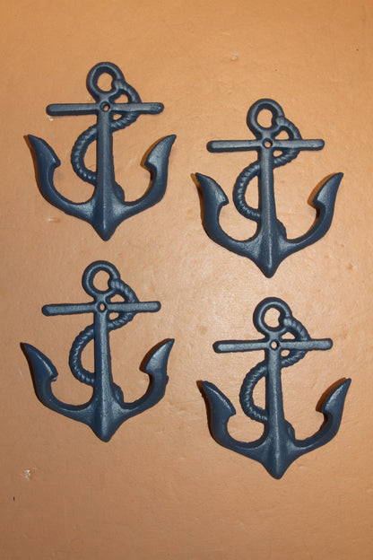 NAVY BLUE ANCHOR WALL HOOK, Double Hook, Coastal Decor, Hanging Storage, N-19NB