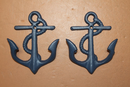 NAVY BLUE ANCHOR WALL HOOK, Double Hook, Coastal Decor, Hanging Storage, N-19NB