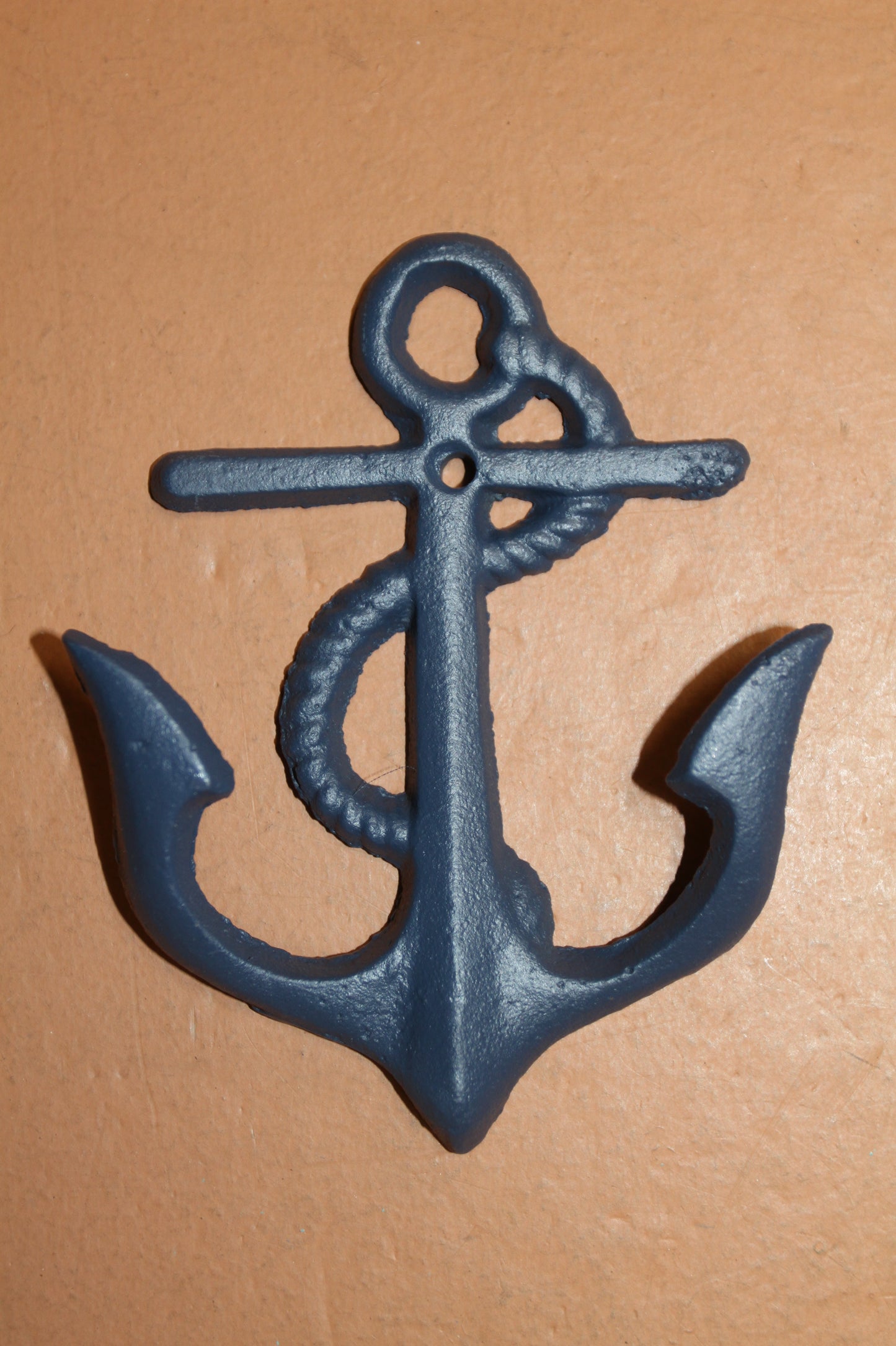 NAVY BLUE ANCHOR WALL HOOK, Double Hook, Coastal Decor, Hanging Storage, N-19NB