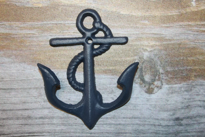 NAVY BLUE ANCHOR WALL HOOK, Double Hook, Coastal Decor, Hanging Storage, N-19NB