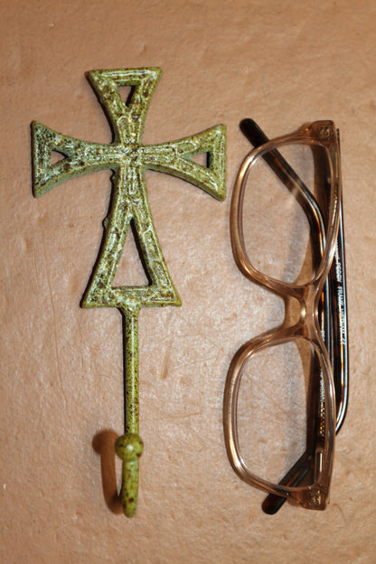 2-Moss Green CROSS WALL HOOKS,Hanging Storage,Religious Gifts,Church Decor,Free Ship, H-67B