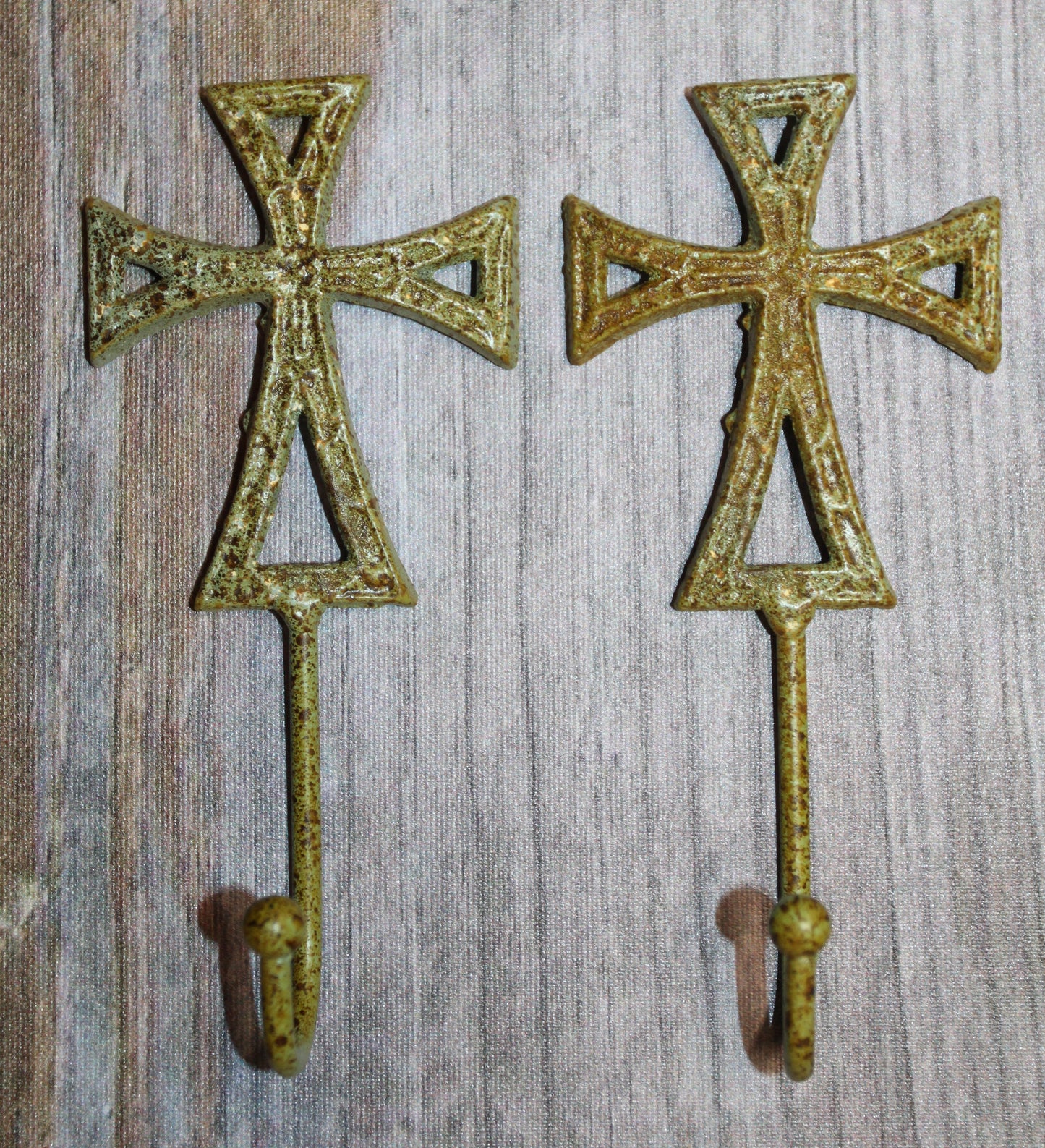 2-Moss Green CROSS WALL HOOKS,Hanging Storage,Religious Gifts,Church Decor,Free Ship, H-67B