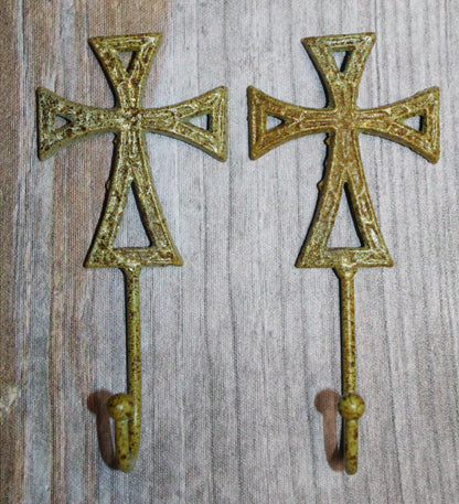 2-Moss Green CROSS WALL HOOKS,Hanging Storage,Religious Gifts,Church Decor,Free Ship, H-67B