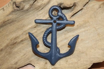 NAVY BLUE ANCHOR WALL HOOK, Double Hook, Coastal Decor, Hanging Storage, N-19NB