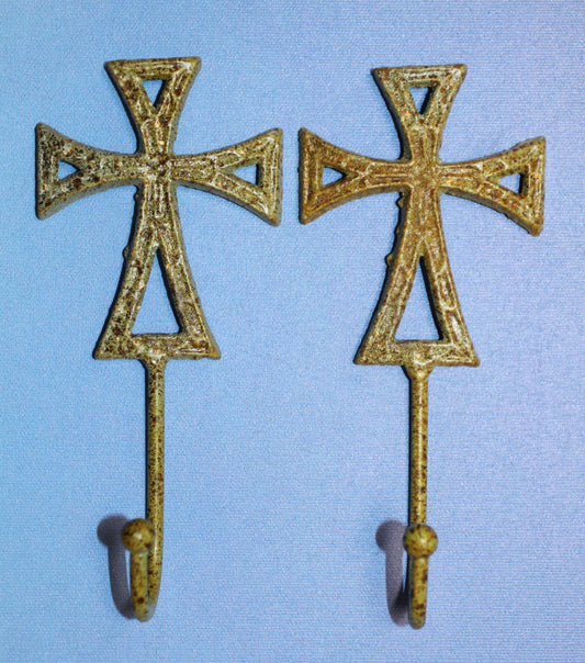 2-Moss Green CROSS WALL HOOKS,Hanging Storage,Religious Gifts,Church Decor,Free Ship, H-67B