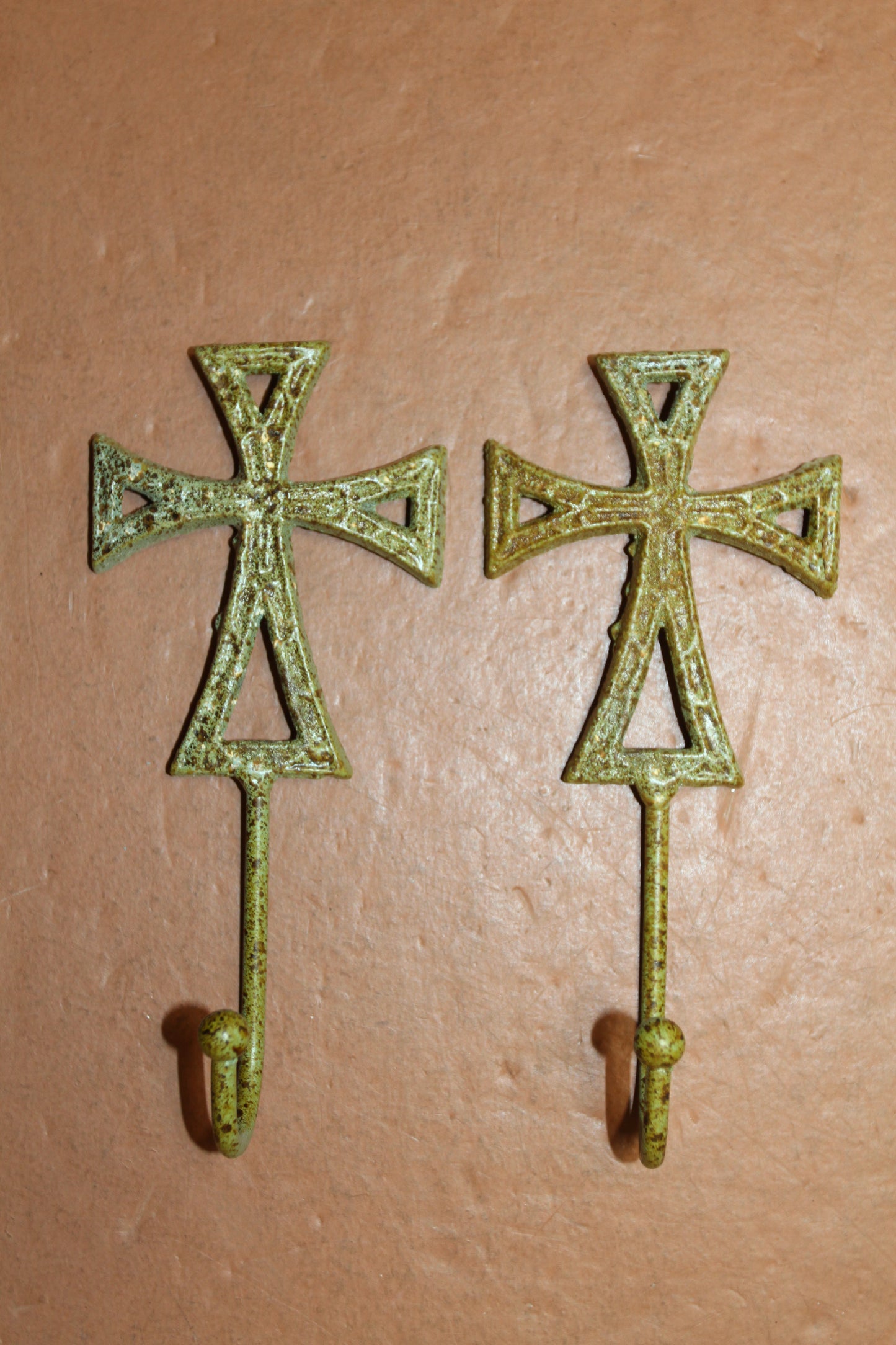 2-Moss Green CROSS WALL HOOKS,Hanging Storage,Religious Gifts,Church Decor,Free Ship, H-67B