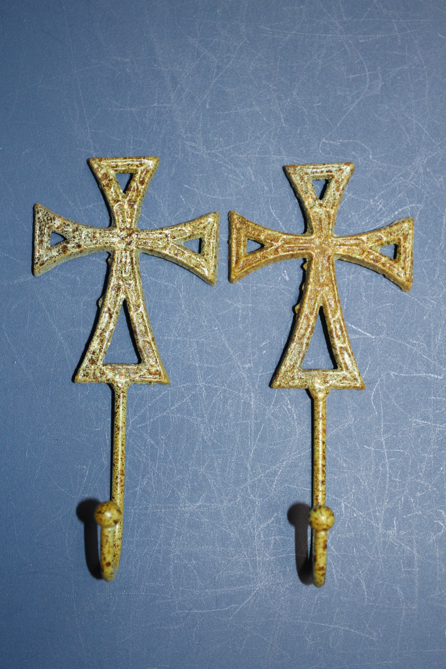 2-Moss Green CROSS WALL HOOKS,Hanging Storage,Religious Gifts,Church Decor,Free Ship, H-67B