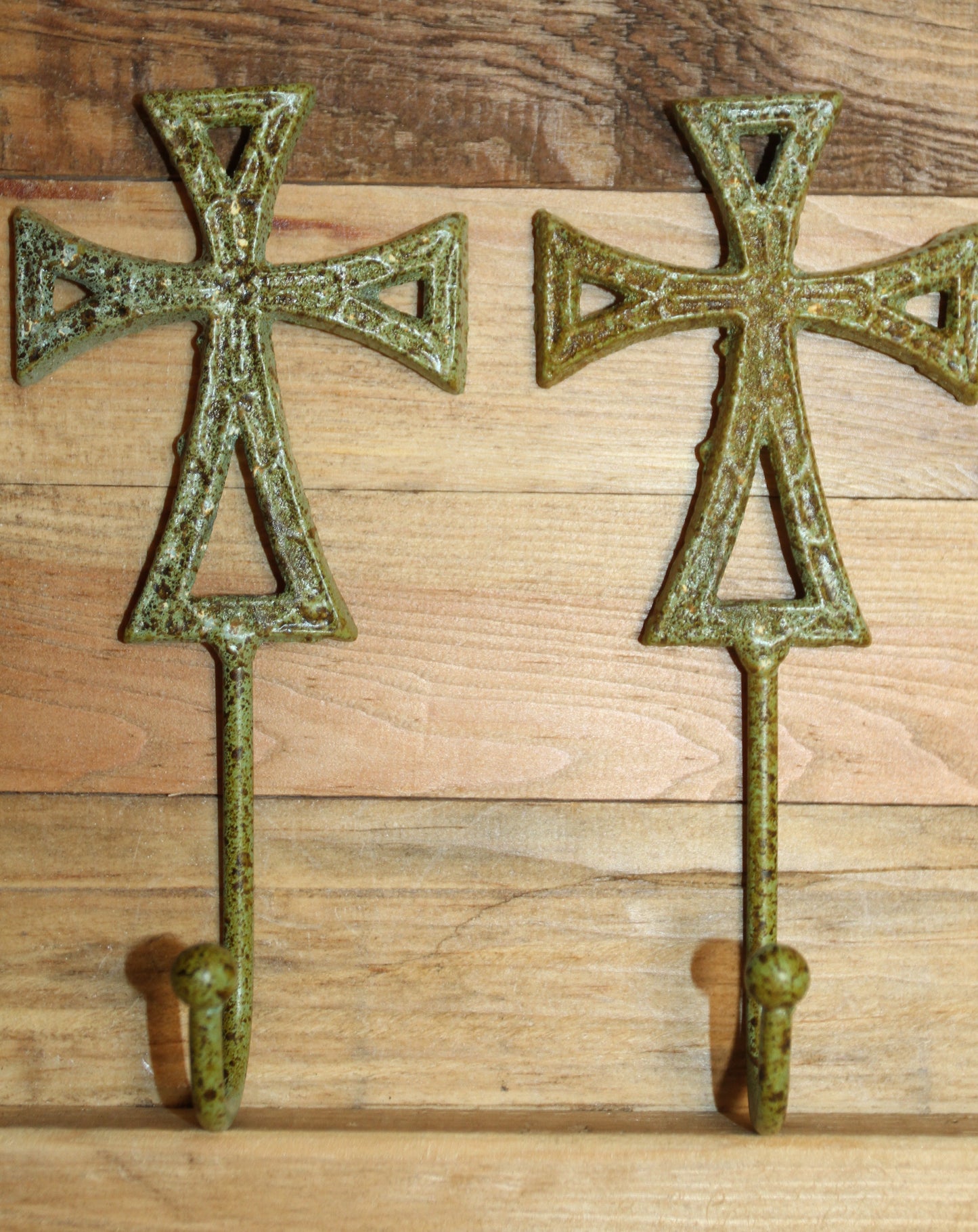 2-Moss Green CROSS WALL HOOKS,Hanging Storage,Religious Gifts,Church Decor,Free Ship, H-67B