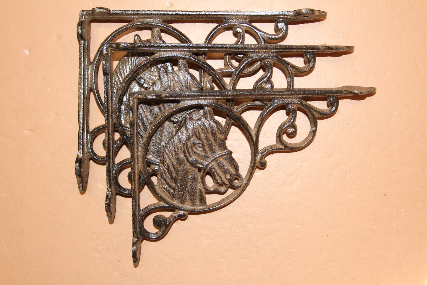 WESTERN DECOR, Rustic Horse Shelf Brackets, Country Decor, Shelf Braces, Bath Deoor B-04