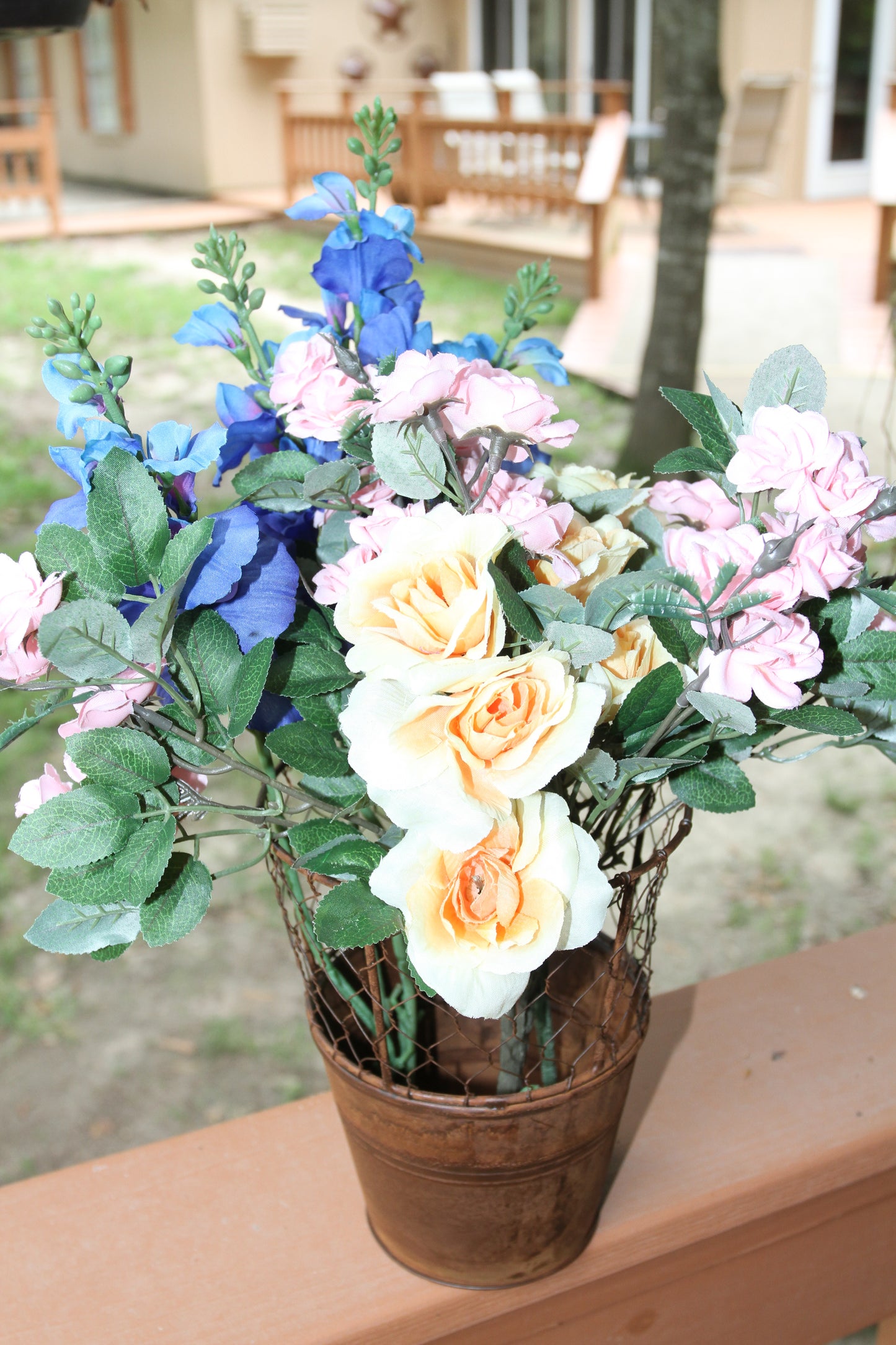 1-GARDEN DECOR,Chicken Wire Flower Pot,Country Decor,All Occasion Gifts,Plant Holder, GS-005